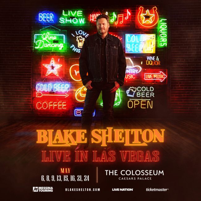Sounds about right: Blake Shelton drives a Kubota tractor down the Las Vegas Strip